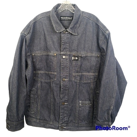 Vintage Pelle Pelle Marc Buchanan Mens Ultra Blue Jean Jacket Size Large